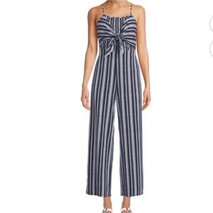 Blue and White Maxi Jumpsuit